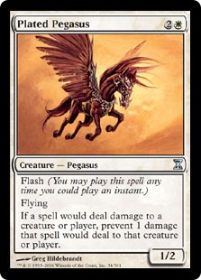 【Foil】《板金鎧のペガサス/Plated Pegasus》[TSP] 白U