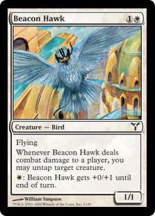 【Foil】《標の鷹/Beacon Hawk》[DIS] 白C