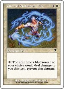 【Foil】《青の防御円/Circle of Protection: Blue》[7ED] 白C