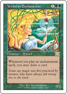 《新緑の女魔術師/Verduran Enchantress》[6ED] 緑R