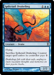 【Foil】《トゲ尾の仔ドレイク/Spiketail Drakeling》[TSP] 青C