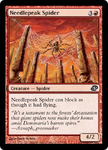 【Foil】《針先の蜘蛛/Needlepeak Spider》[PLC] 赤C