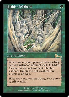 【Foil】《隠れたるテナガザル/Hidden Gibbons》[ULG] 緑R
