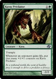 【Foil】《カヴーの捕食者/Kavu Predator》[PLC] 緑U