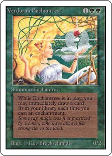《新緑の女魔術師/Verduran Enchantress》[3ED] 緑R
