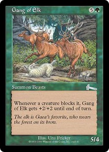 【Foil】《大鹿の一団/Gang of Elk》[ULG] 緑U