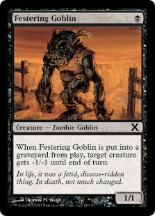 《ただれたゴブリン/Festering Goblin》[10ED] 黒C