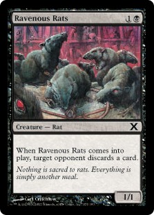 【Foil】《貪欲なるネズミ/Ravenous Rats》[10ED] 黒C