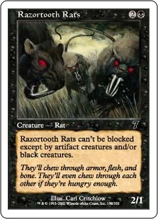 【Foil】《カミソリネズミ/Razortooth Rats》[7ED] 黒C
