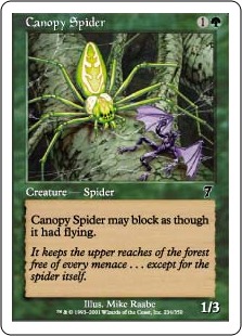 【Foil】《梢の蜘蛛/Canopy Spider》[7ED] 緑C