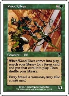 【Foil】《ウッド・エルフ/Wood Elves》[7ED] 緑C