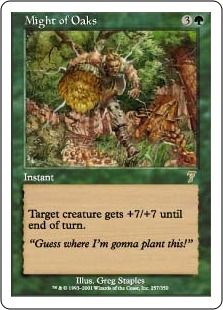 【Foil】《樫の力/Might of Oaks》[7ED] 緑R