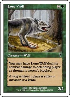 【Foil】《一匹狼/Lone Wolf》[7ED] 緑C