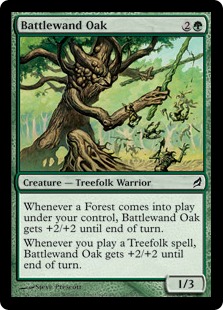【Foil】《戦杖の樫/Battlewand Oak》[LRW] 緑C
