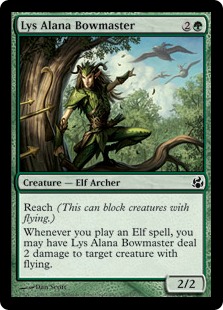 【Foil】《リス・アラナの弓使い/Lys Alana Bowmaster》[MOR] 緑C