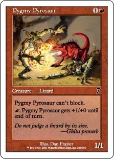 【Foil】《ピグミー・パイロザウルス/Pygmy Pyrosaur》[7ED] 赤C