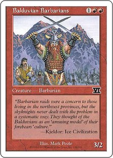 《バルデュヴィアの蛮族/Balduvian Barbarians》[6ED] 赤C