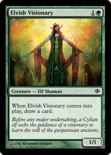 《エルフの幻想家/Elvish Visionary》[ALA] 緑C