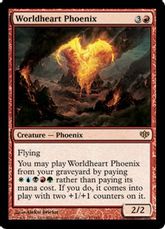 【Foil】《世界心のフェニックス/Worldheart Phoenix》[CON] 赤R