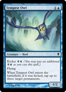 【Foil】《嵐のフクロウ/Tempest Owl》[ZEN] 青C
