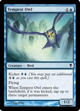 【Foil】《嵐のフクロウ/Tempest Owl》[ZEN] 青C