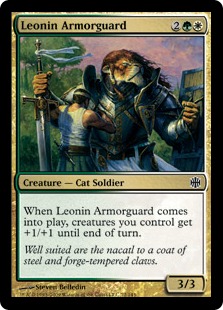 【Foil】《レオニンの鎧守護兵/Leonin Armorguard》[ARB] 金C