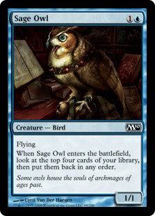 【Foil】《物知りフクロウ/Sage Owl》[M10] 青C