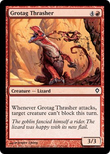 【Foil】《グロータグの打つもの/Grotag Thrasher》[WWK] 赤C
