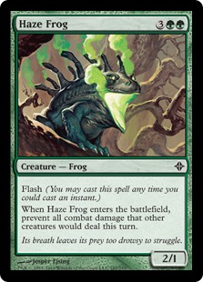 【Foil】《もやの蛙/Haze Frog》[ROE] 緑C