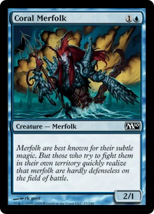 【Foil】《珊瑚マーフォーク/Coral Merfolk》[M10] 青C
