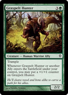 【Foil】《灰色革の狩人/Graypelt Hunter》[WWK] 緑C