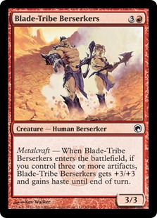 【Foil】《刃族の狂戦士/Blade-Tribe Berserkers》[SOM] 赤C