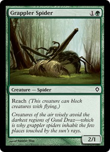 【Foil】《闘士蜘蛛/Grappler Spider》[WWK] 緑C