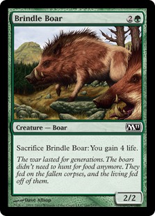 【Foil】《斑の猪/Brindle Boar》[M11] 緑C