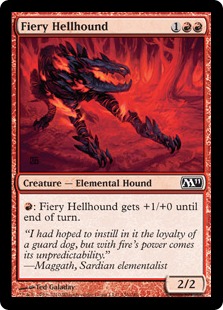 【Foil】《焦熱のヘルハウンド/Fiery Hellhound》[M11] 赤C