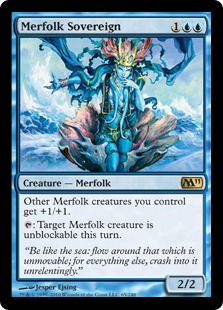 【Foil】《マーフォークの君主/Merfolk Sovereign》[M11] 青R