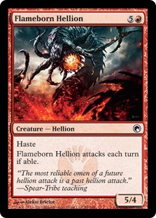 【Foil】《炎生まれのヘリオン/Flameborn Hellion》[SOM] 赤C