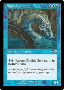 【Foil】《潮路の海蛇/Sliptide Serpent》[NEM] 青R