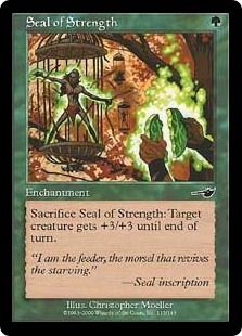 【Foil】《力の印章/Seal of Strength》[NEM] 緑C