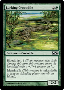 【Foil】《隠れ潜む鰐/Lurking Crocodile》[M12] 緑C