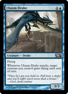 【Foil】《地割れのドレイク/Chasm Drake》[M12] 青C
