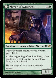 《アヴァブルックの町長/Mayor of Avabruck》/《吠え群れの頭目/Howlpack Alpha》[ISD] 緑R
