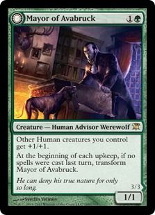 【Foil】《アヴァブルックの町長/Mayor of Avabruck》/《吠え群れの頭目/Howlpack Alpha》[ISD] 緑R