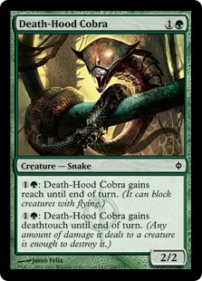 【Foil】《死の頭巾のコブラ/Death-Hood Cobra》[NPH] 緑C