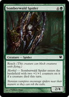 【Foil】《ソンバーワルドの蜘蛛/Somberwald Spider》[ISD] 緑C
