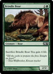 【Foil】《斑の猪/Brindle Boar》[M12] 緑C