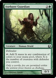 【Foil】《斧折りの守護者/Axebane Guardian》[RTR] 緑C