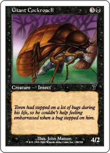 【Foil】《巨大ゴキブリ/Giant Cockroach》[7ED] 黒C