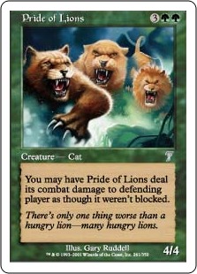 【Foil】《ライオンの群れ/Pride of Lions》[7ED] 緑U