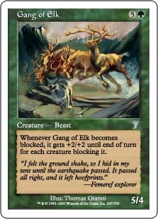 【Foil】《大鹿の一団/Gang of Elk》[7ED] 緑U